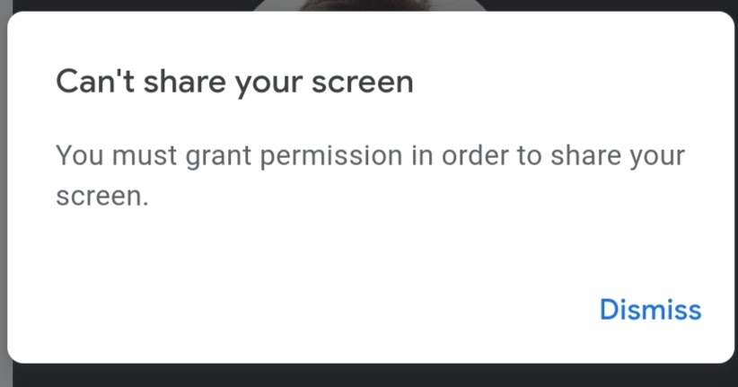 Google Meet on Chrome for Android - Sharing Screen Problem 