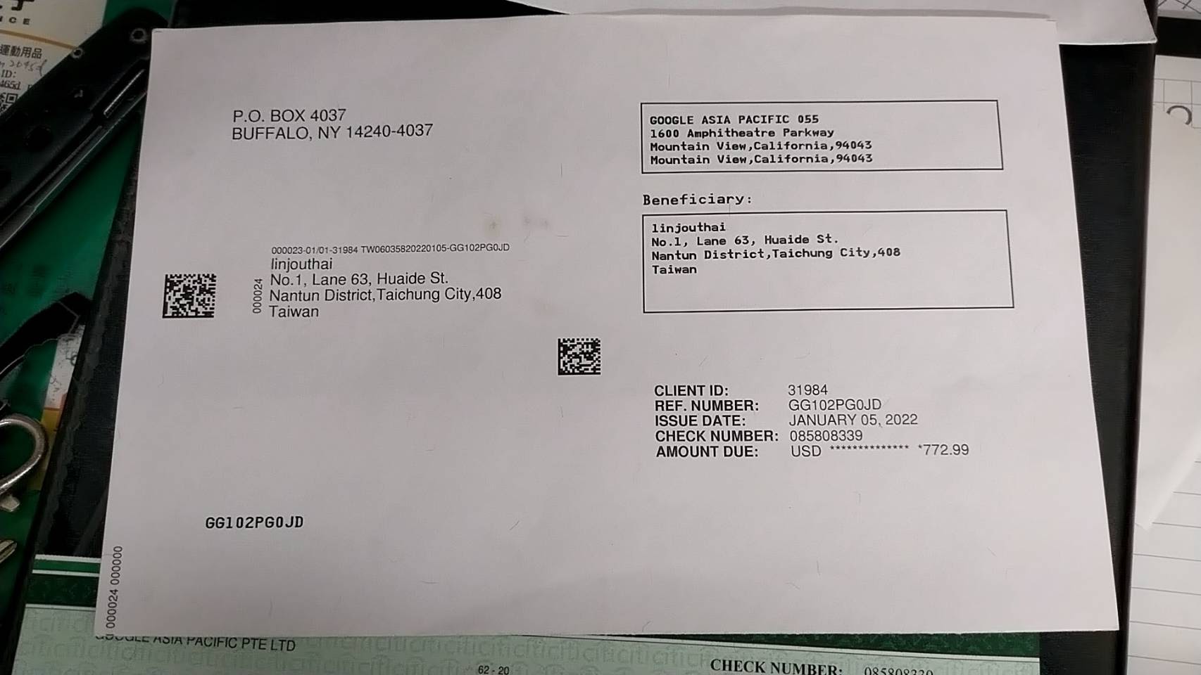 收到Google的支付的美金支票772元，因時間超過半年無法兌換，請求處理或者重開支票- 「Google AdSense」社群