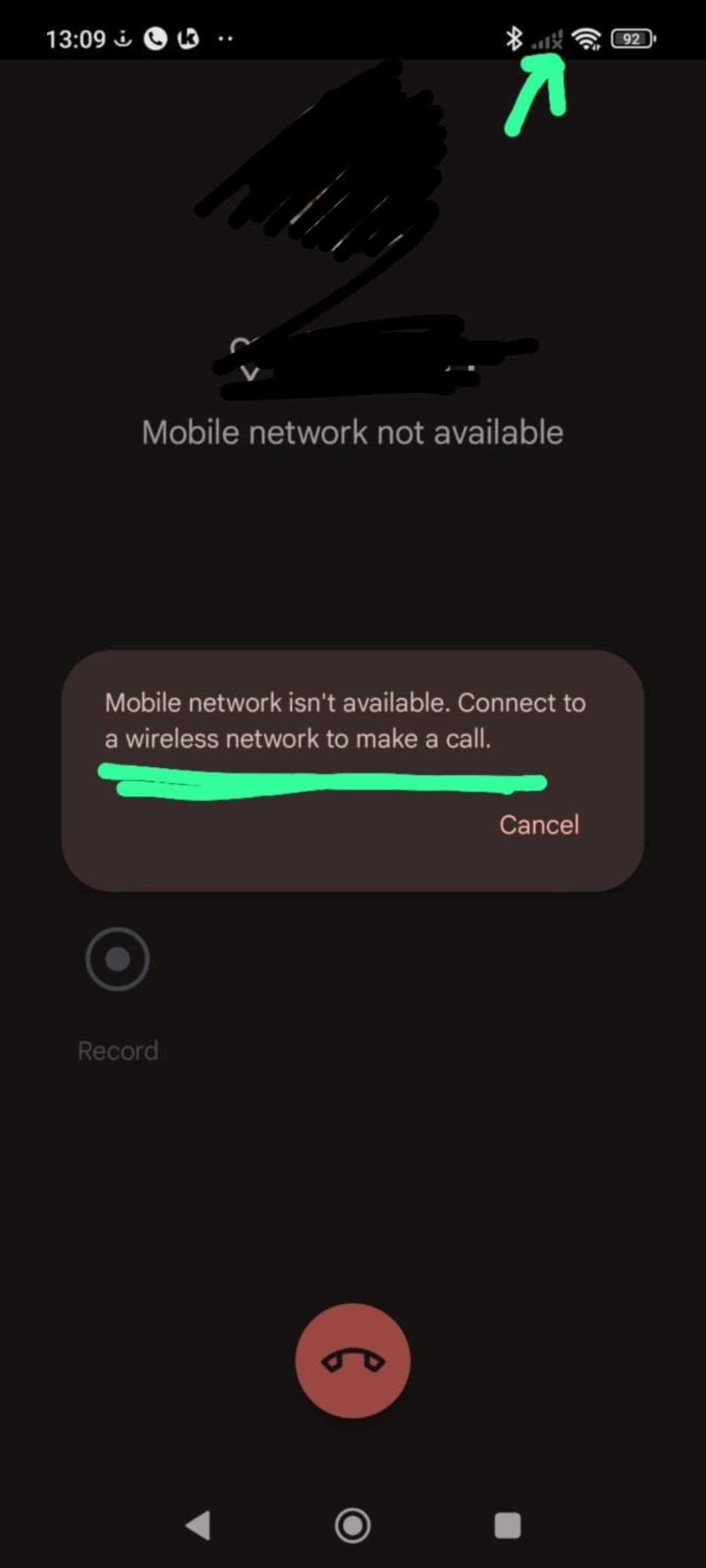 wireless customer not available message