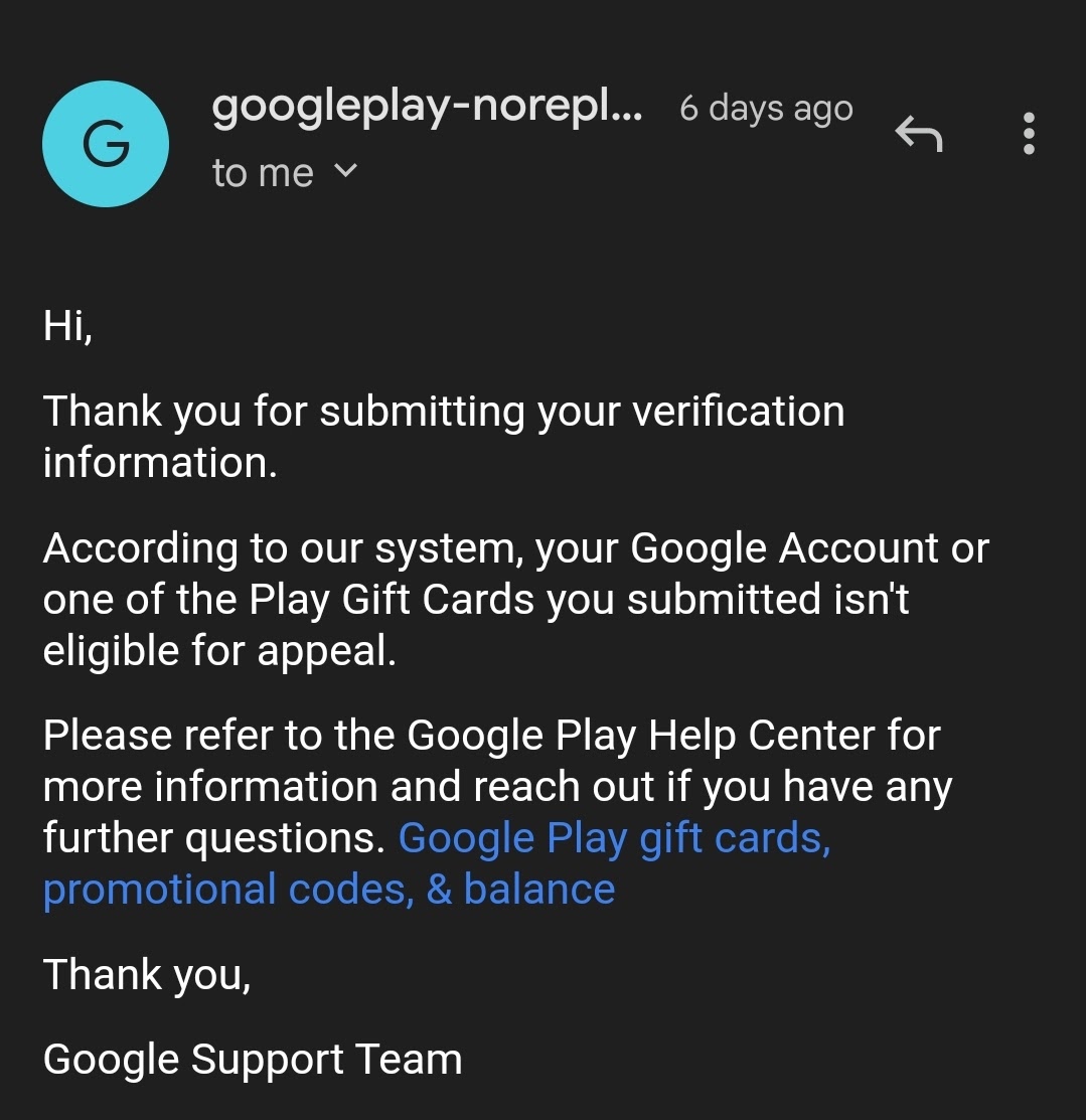 My Google Play Gift Card Isn't Working. (HELP!)