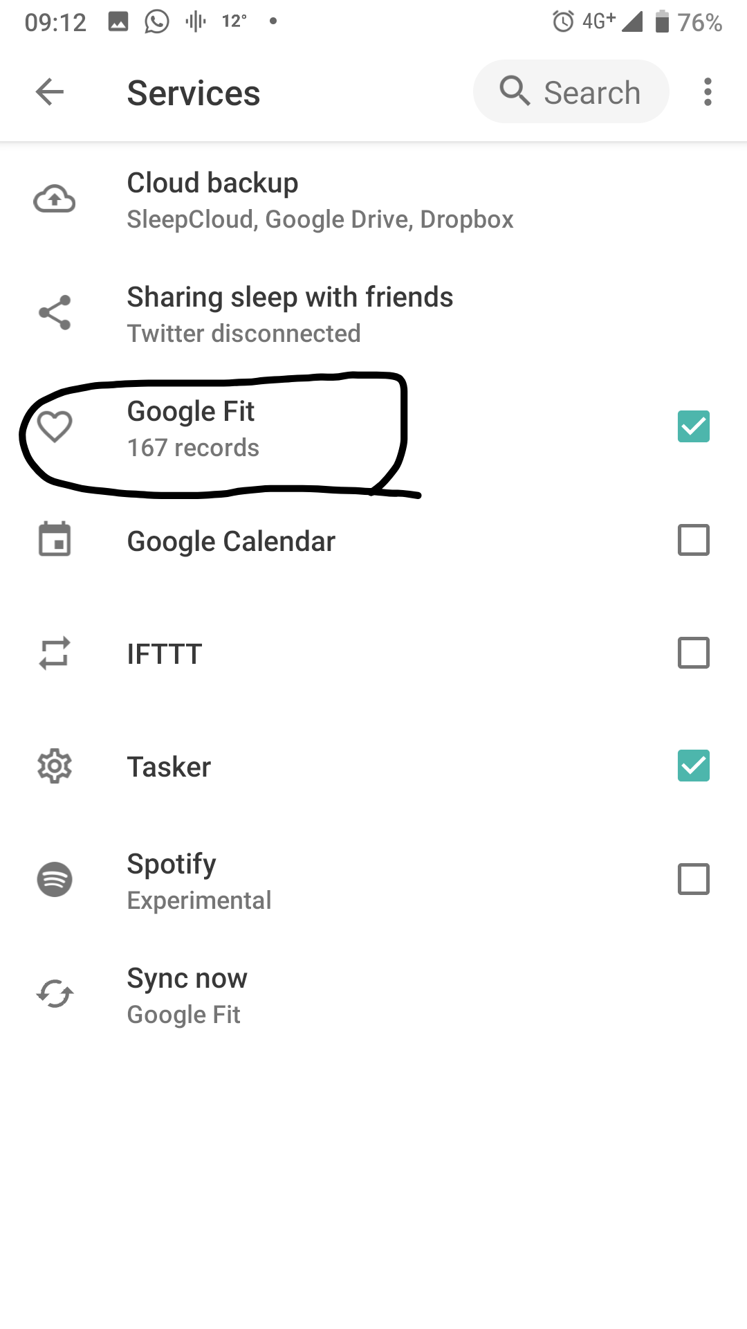 ticwatch google fit sync