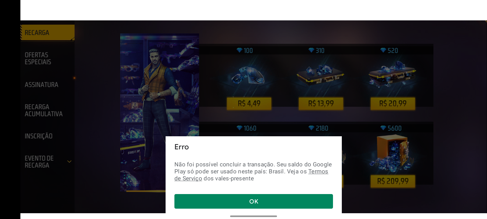 ERRO EM PAGAMENTO NO FREE FIRE - Comunidade Google Play