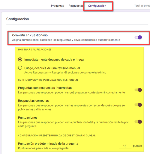 Devolución por Responder Preguntas