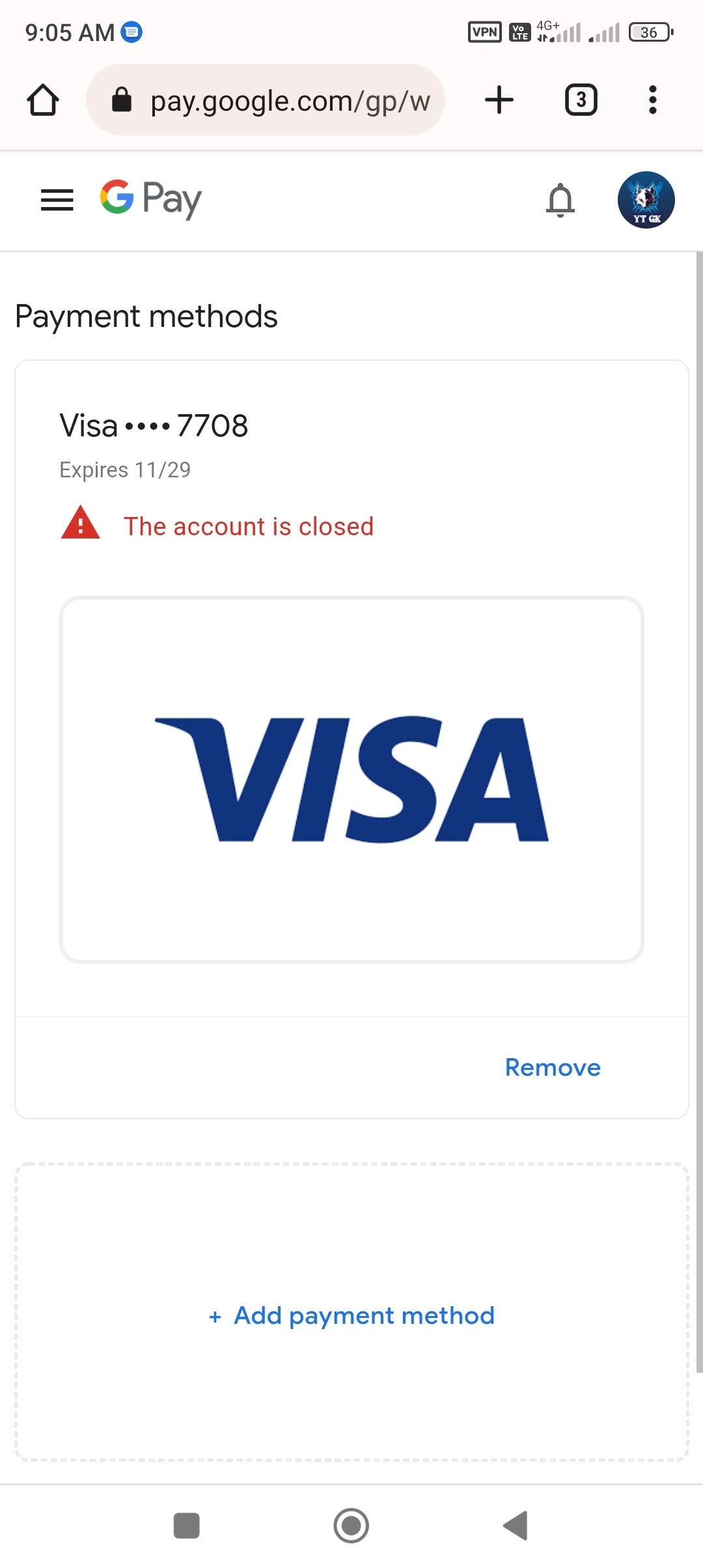 Payment unsuccessful the account close Google Play Community