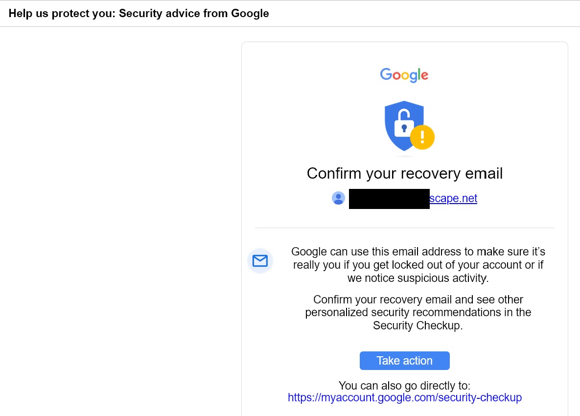 I Received An Email About Confirming Recovery Email Address But I Didn T Open That Account Google Account Community