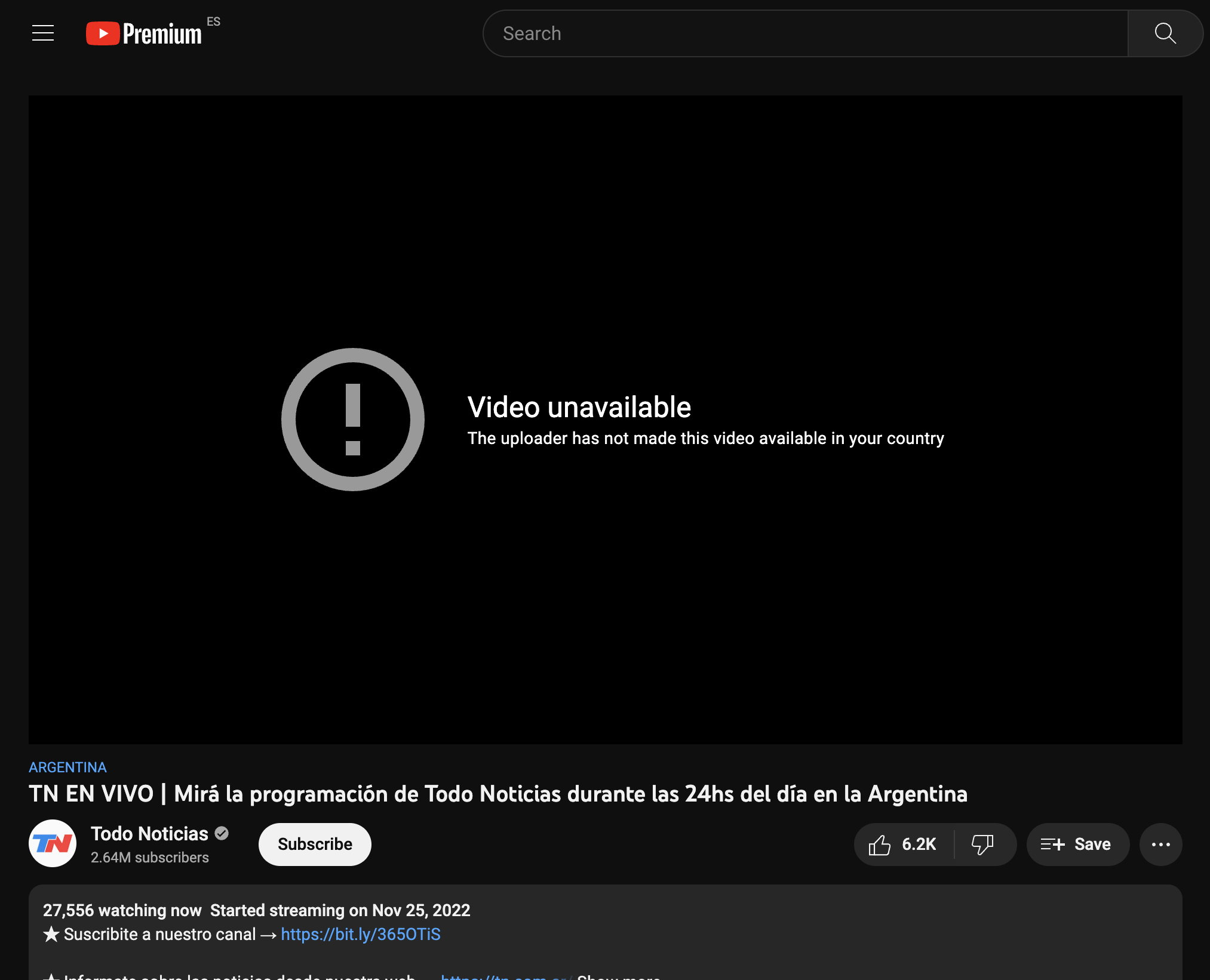 Hola quiero saber porque? Hace 3 días que no puedo ver, tn. com. en vivo? Vivo en Francia. - Comunidad de YouTube