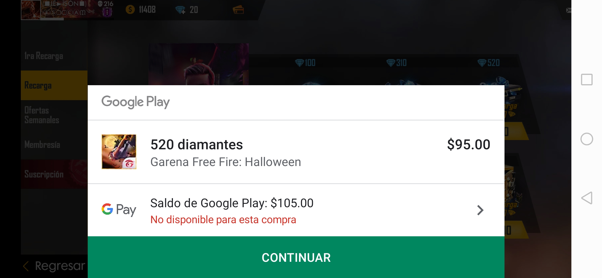 Não consigo comprar diamante ff - Comunidade Google Play