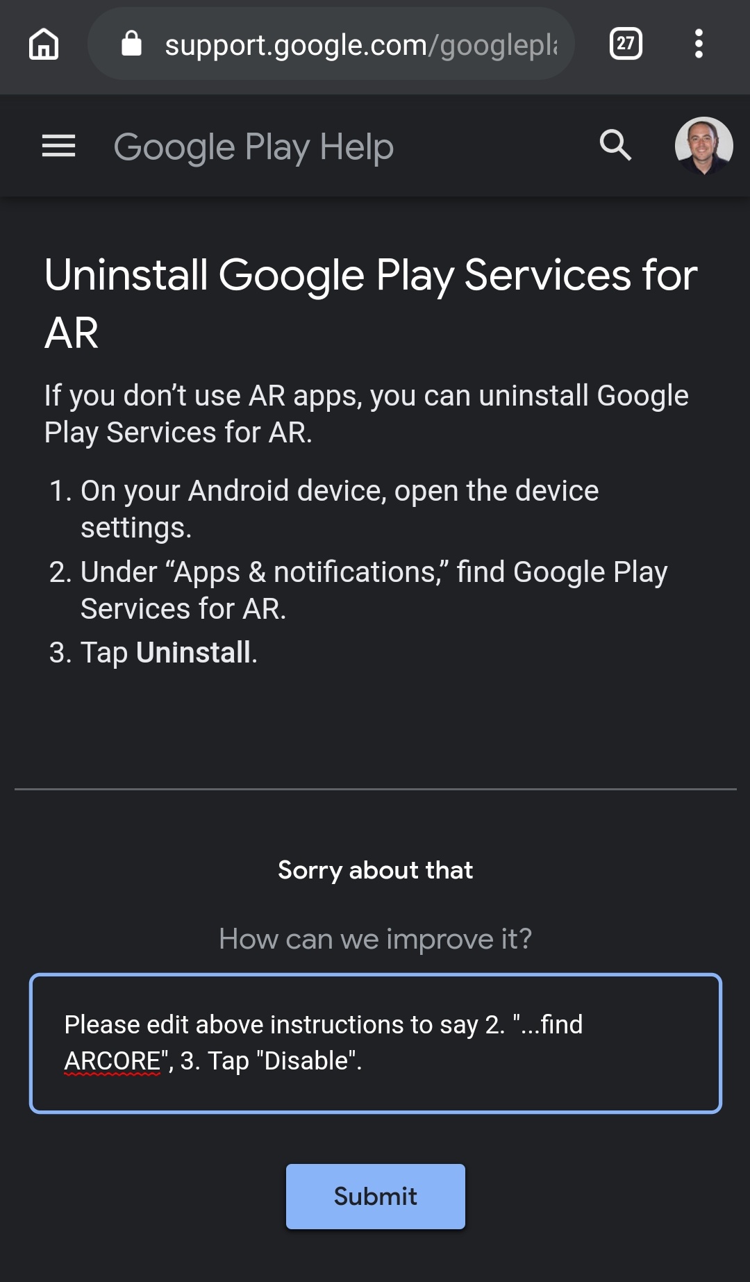 Implement Google Play-Services for AR