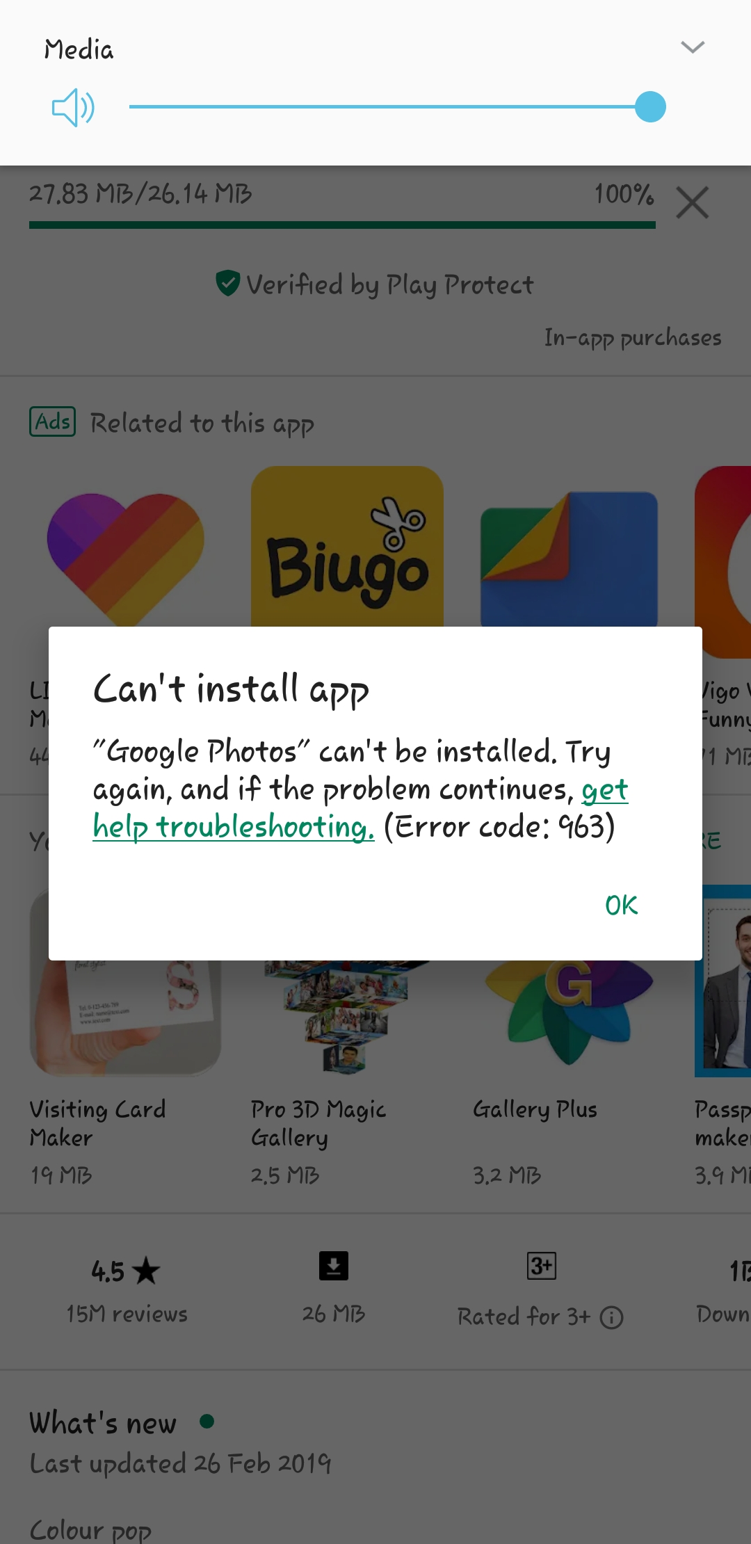 Im Not Able To Install Google Photos It Showing Me The Cant Install Error Code 963 Google Photos Community