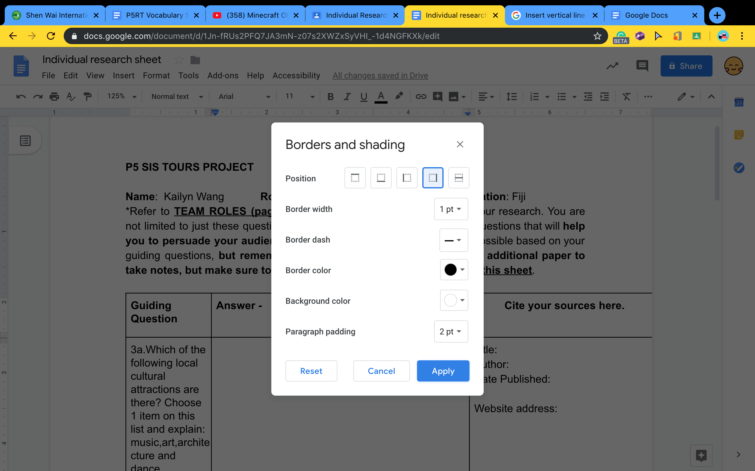 Insert vertical line next to text? - Google Docs Editors Community