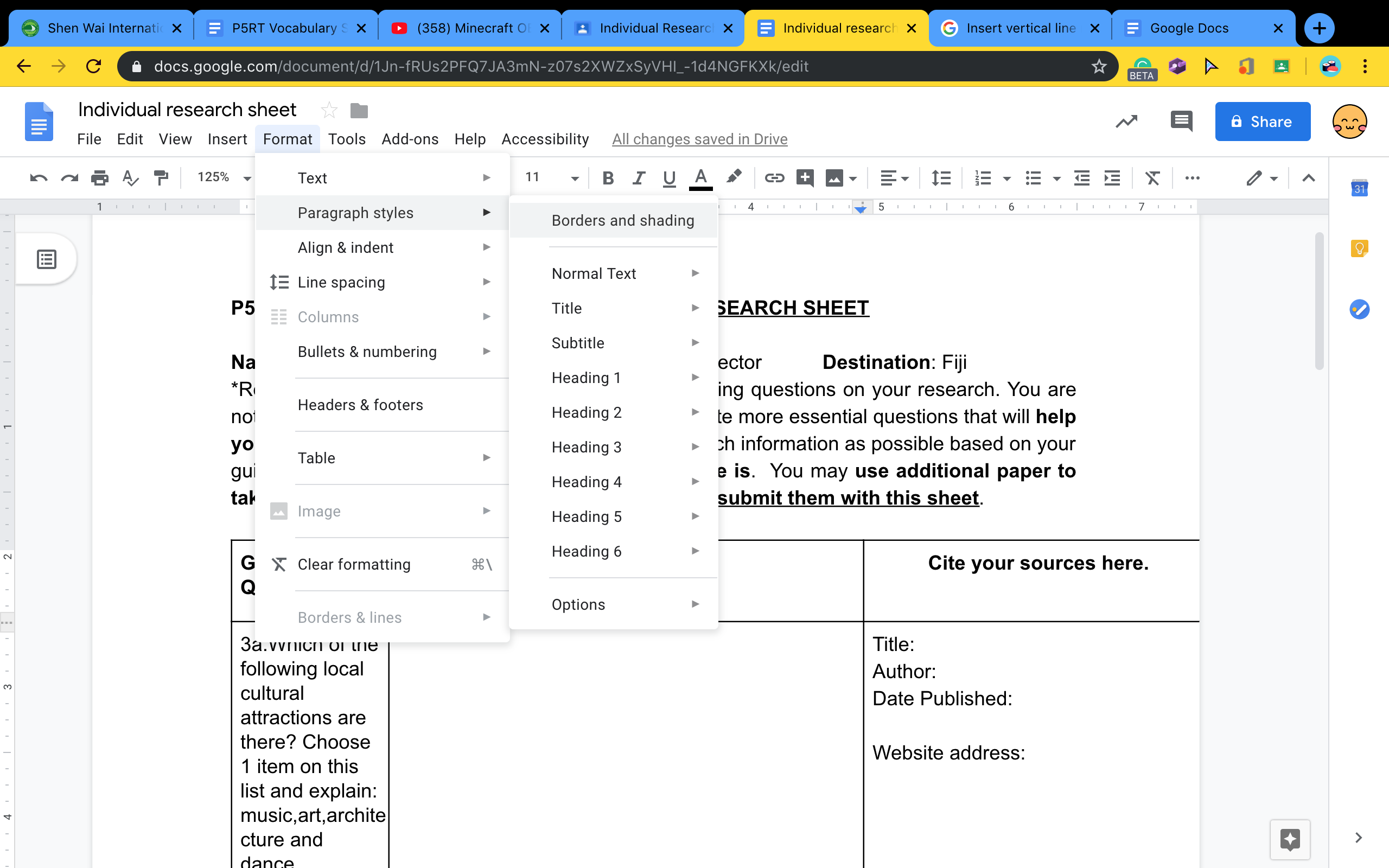 Insert vertical line next to text? - Google Docs Editors Community