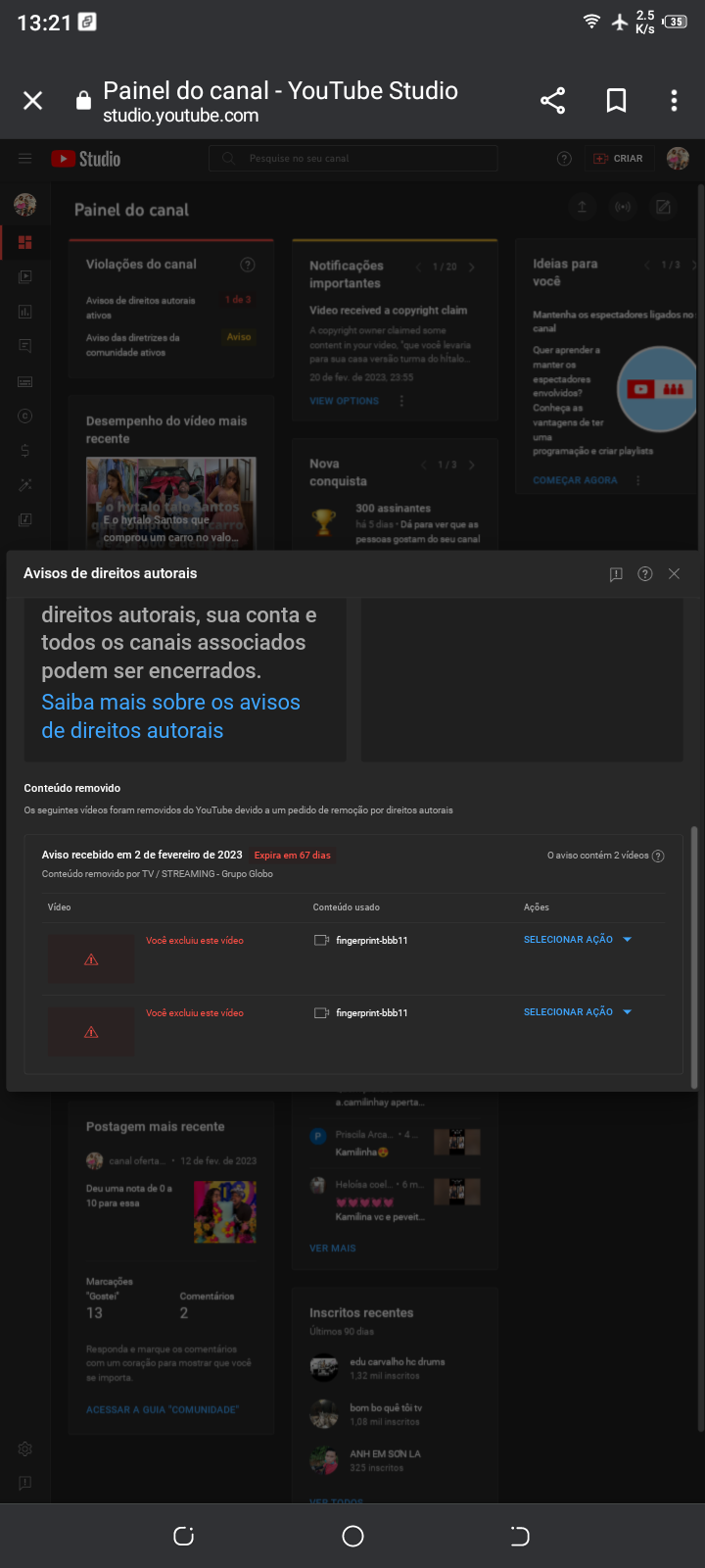 é Possivel qualquer pessoa da strike em um canal? uma pessoa removeu 6  videos meu e perdir o canal - Comunidade