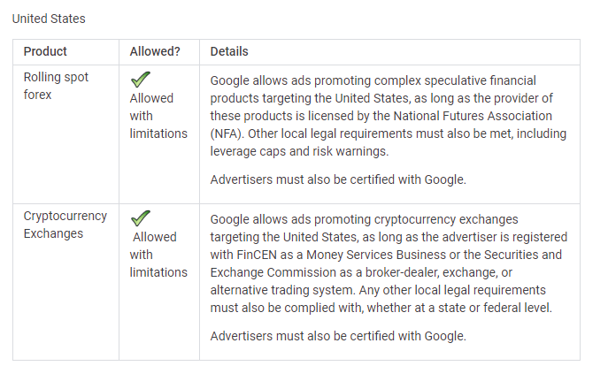 cryptocurrency exchange and google