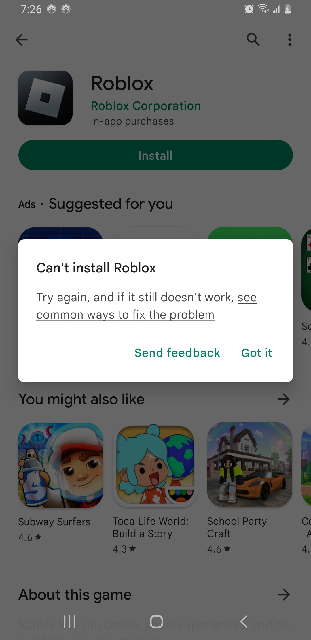 How to Fix Can't Install Roblox App in Google Play Store