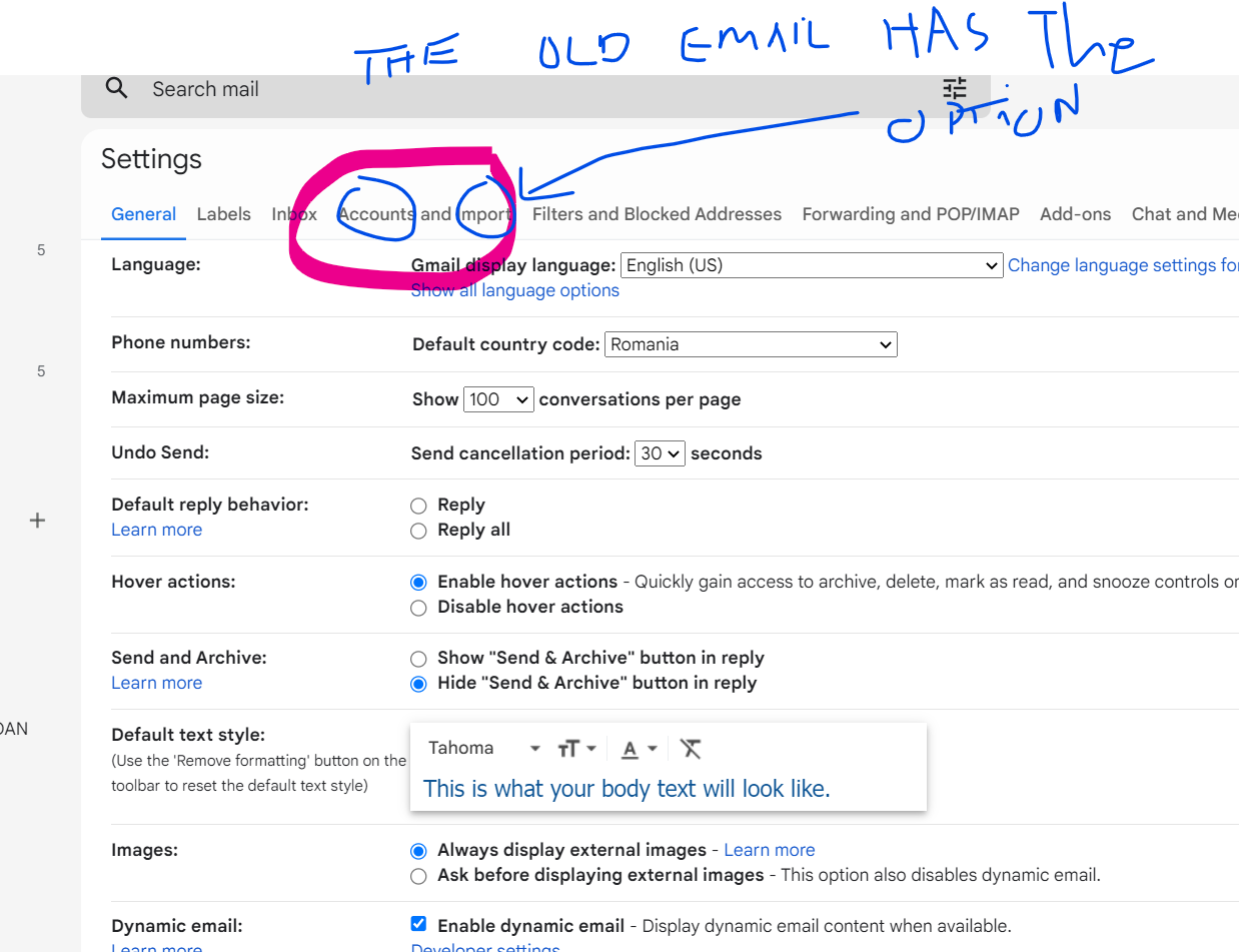 it won't let me import my old email to my new business email