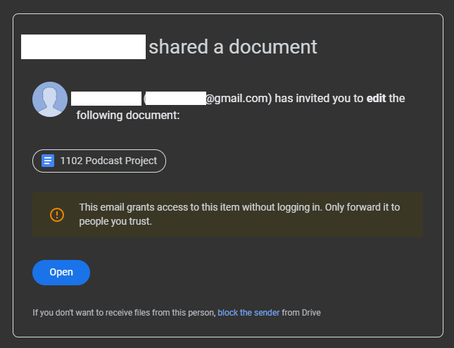 I was granted access to a Google doc without having to log in— why 
