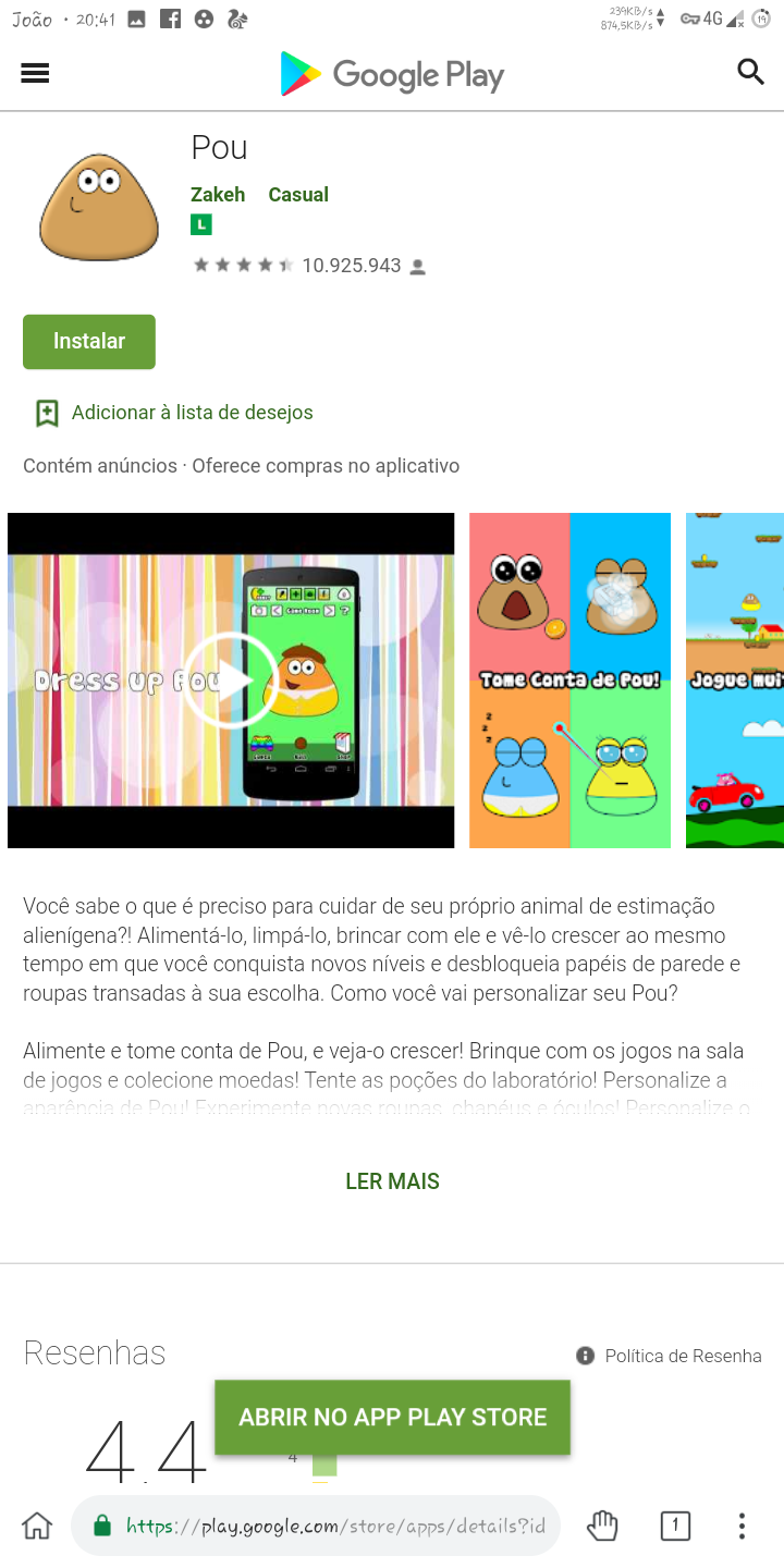 Jogo do Pou desaparece da Google Play Store