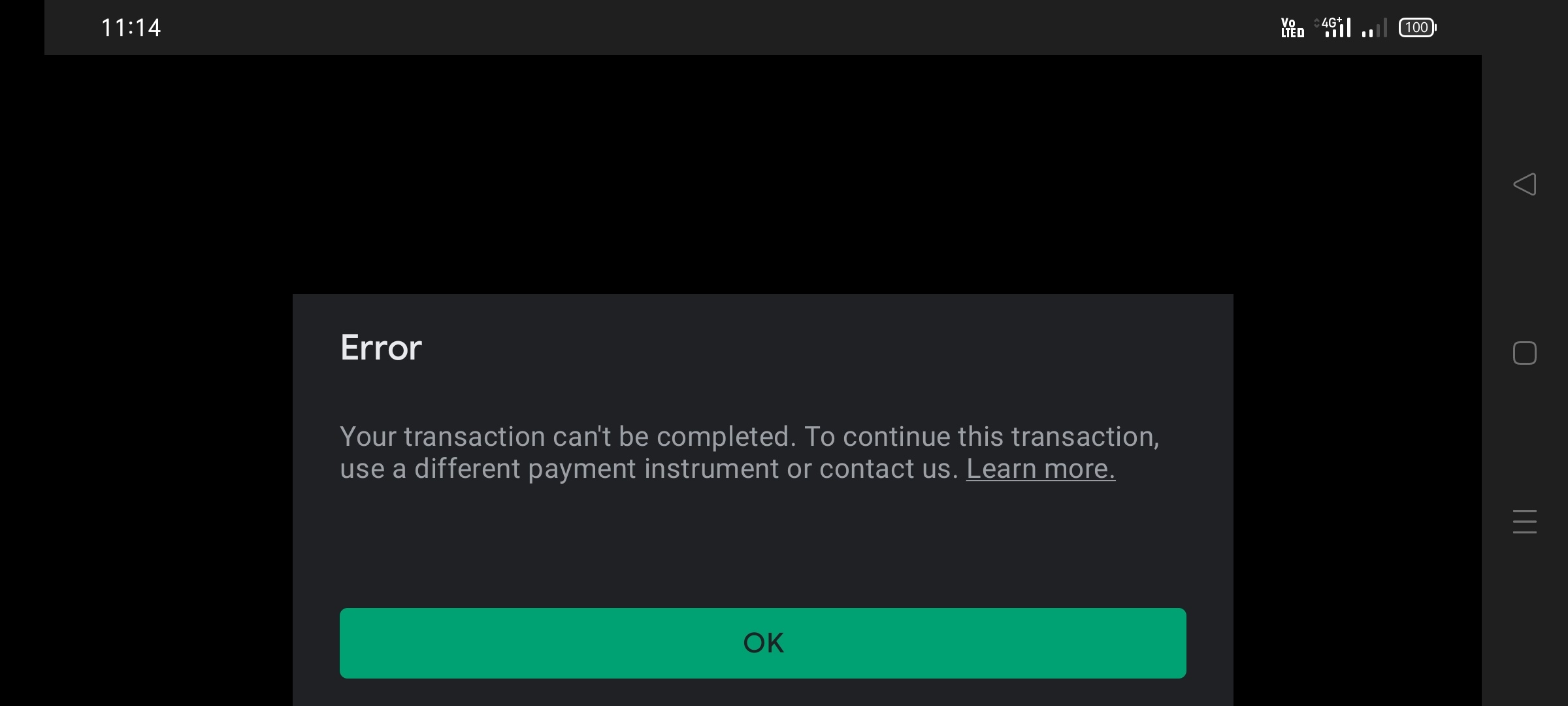 Transaction error - Google Play Community