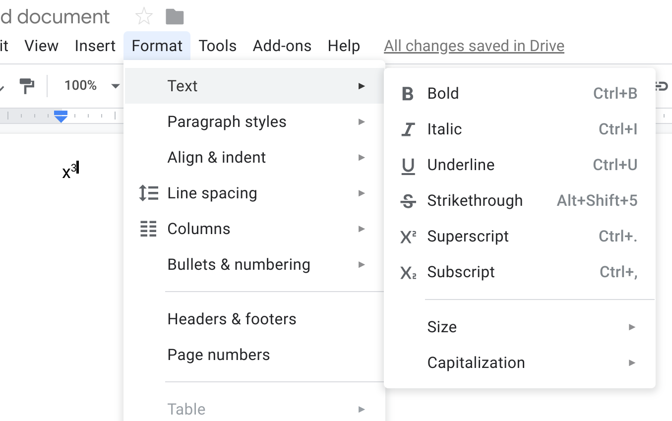 how do you type an exponent in word