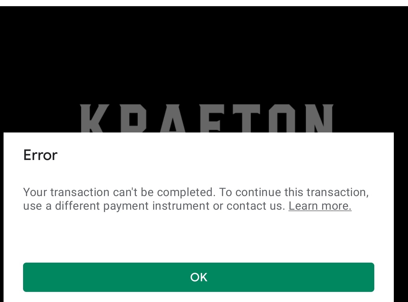 Transaction error - Google Play Community
