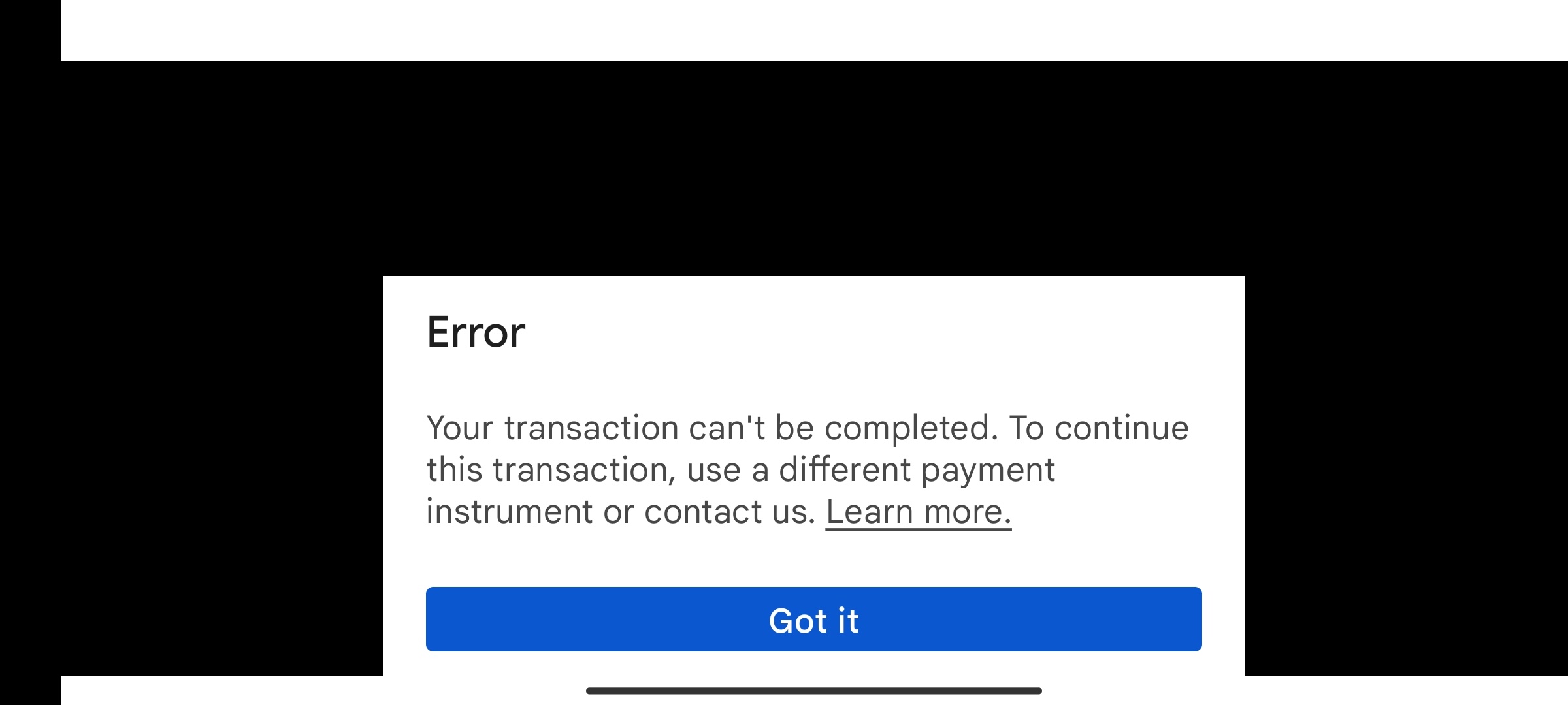 Transaction error - Google Play Community