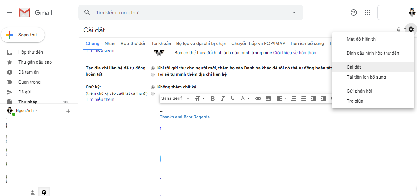 Cách tạo chữ kí trong gmail - Cộng đồng Gmail