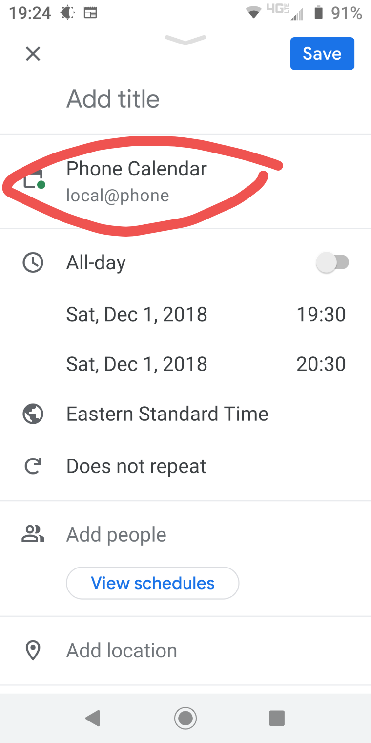 How to get events in my Google Calendar app to show in my google