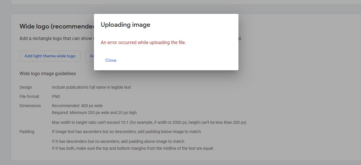 Getting Error When Trying To Upload Square Logo In Publisher Center Google Publisher Center Community