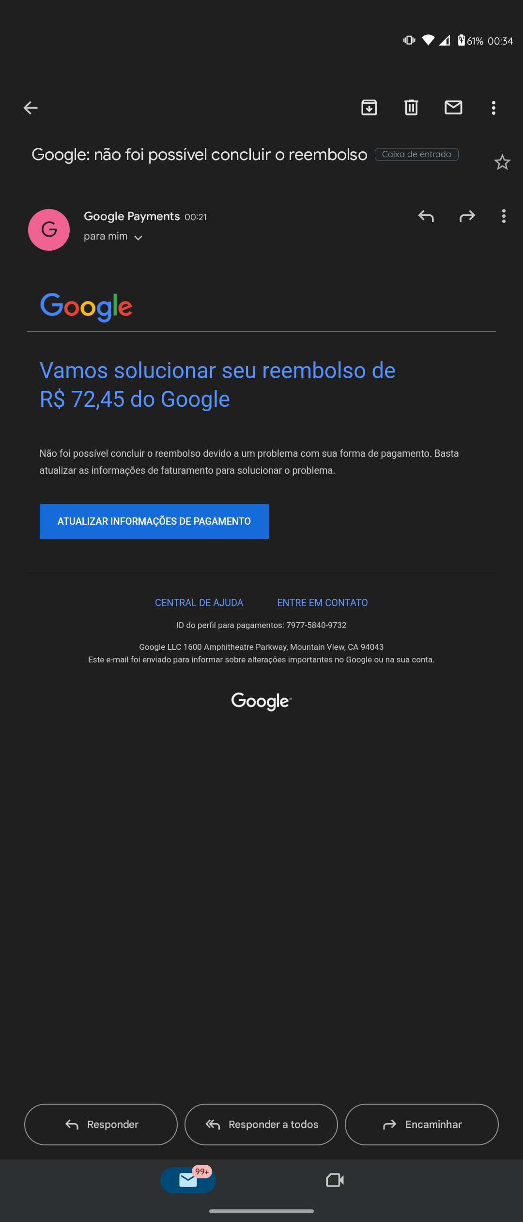 Compra cancelada e não recebi o reembolso - Comunidade Google Play