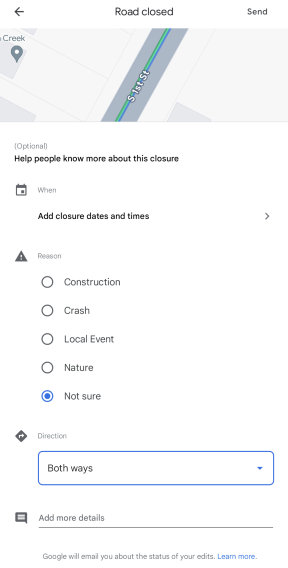 Road closed completely not just a lane closure Google Maps