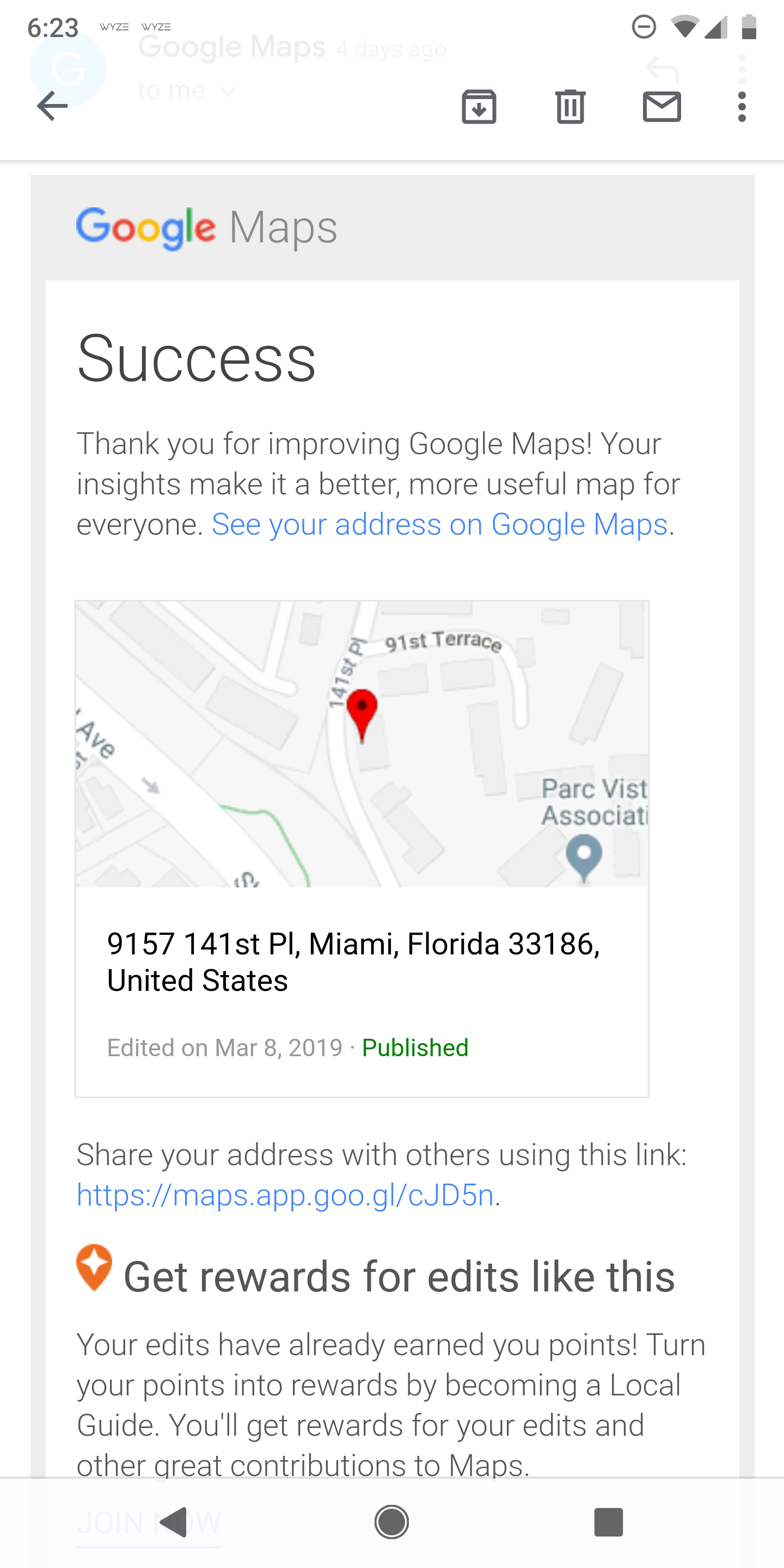 Updated Address To Correct Spot Had It Reverted Google