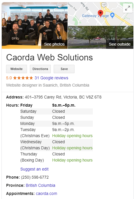 My special hours not showing closed on holidays Google Business