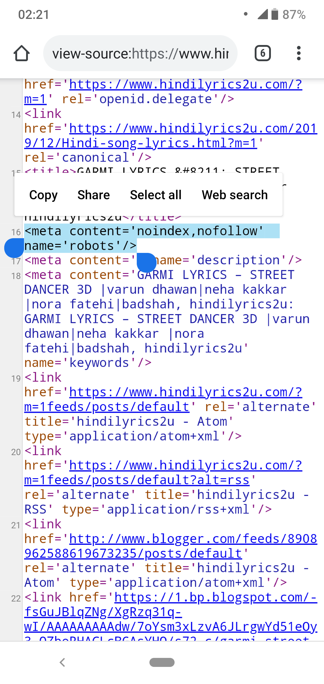 No: 'noindex' detected in tag - Blogger Community