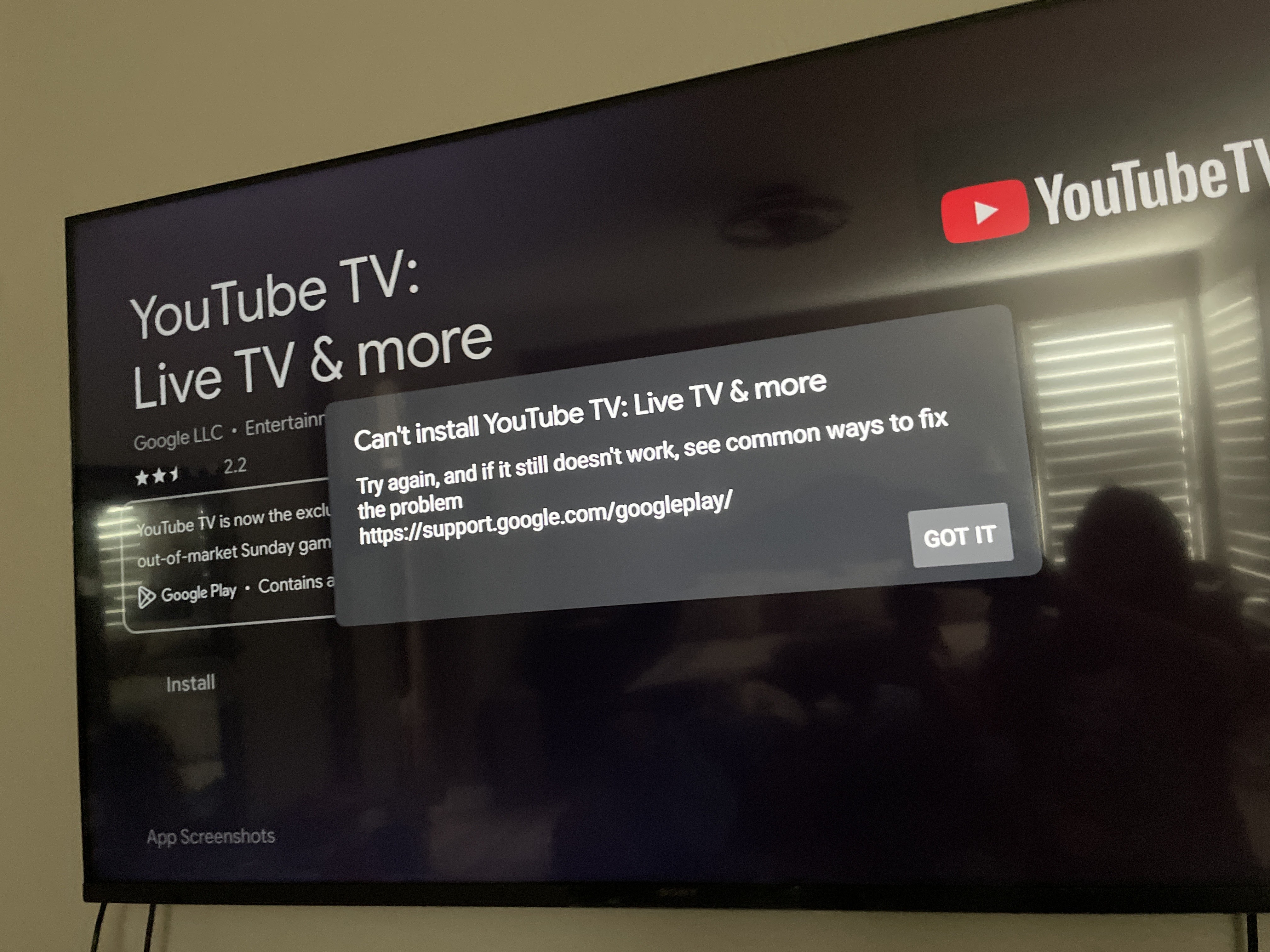 Youtube tv app outlet on sony tv