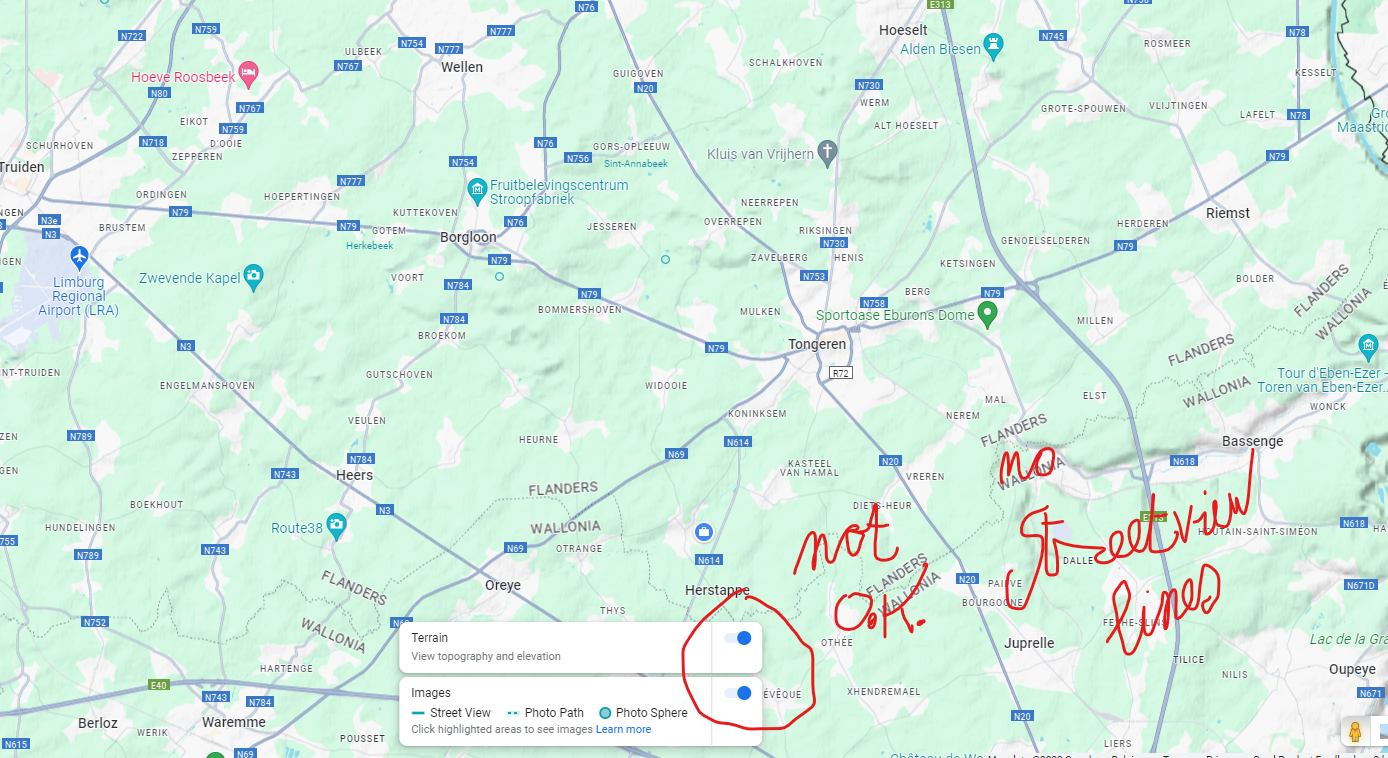 road not visible in google terrain map - Google Maps Community