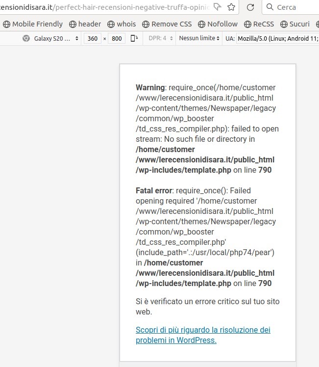error from mobile
