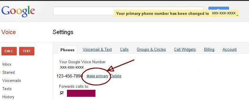 google voice change phone number