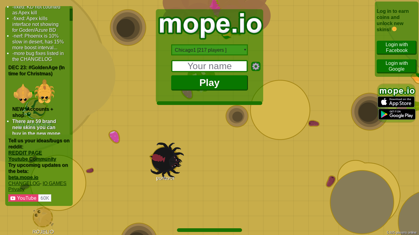 Home Screen, Mope.io Wiki