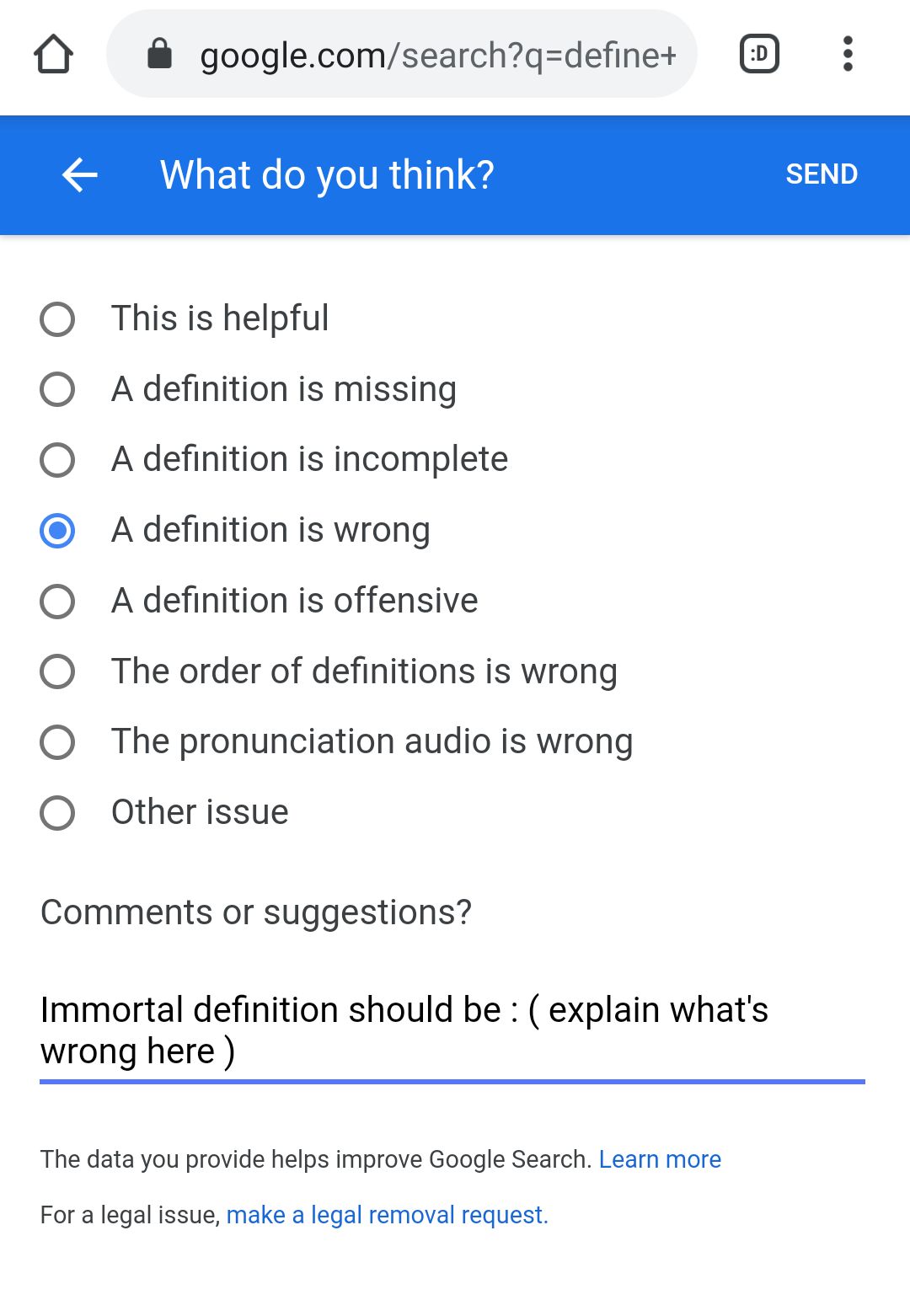 Google s definition for Immortal is incorrect Google Translate