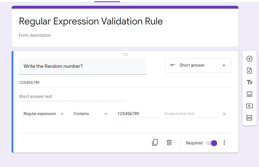How to match random numbers in regular expression in Google Forms? Google Docs Editors Community