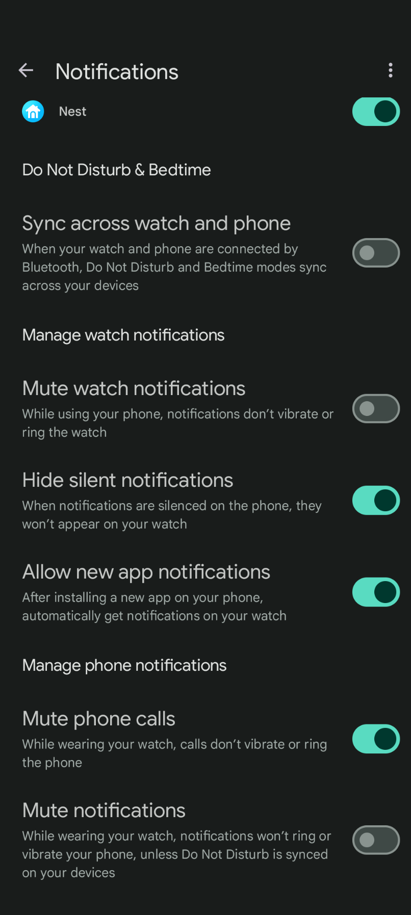 Pixel watch &ldquo;mute notifications&rdquo; setting turns off intermittently 