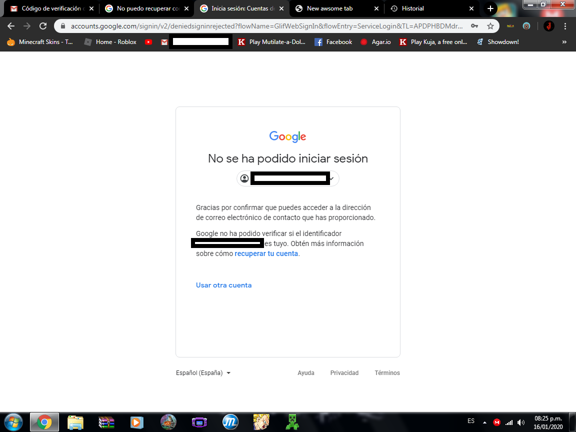 No Puedo Recuperar Correo De Google Cuenta De Google Community - como recuperar tu cuenta de roblox 2020