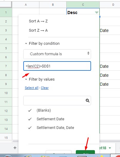 google sheets cell fit to text