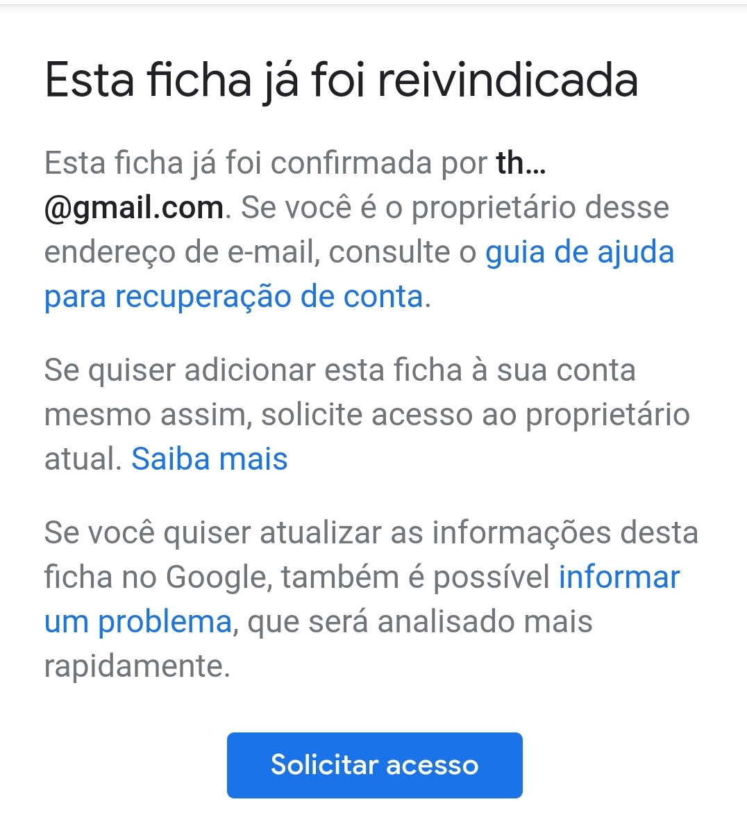 A descrição do meu perfil não é possível modificar. - Comunidade Perfil  da empresa no Google