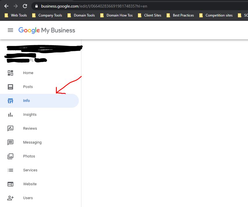 when trying to edit Google My Business Info page I get: 500