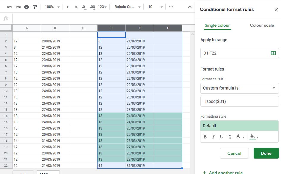 How to sort a list of dates by week in Google sheets and have it