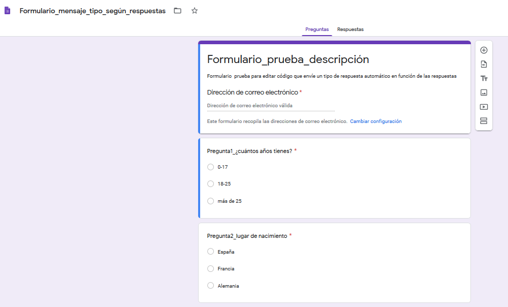 Formularios google drive código para respuesta texto personalizado si ...