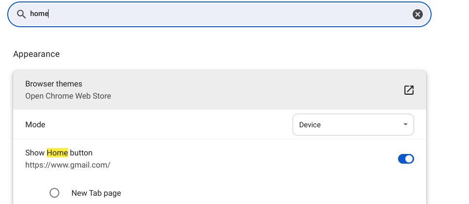 Home Button Icon In Google Chrome