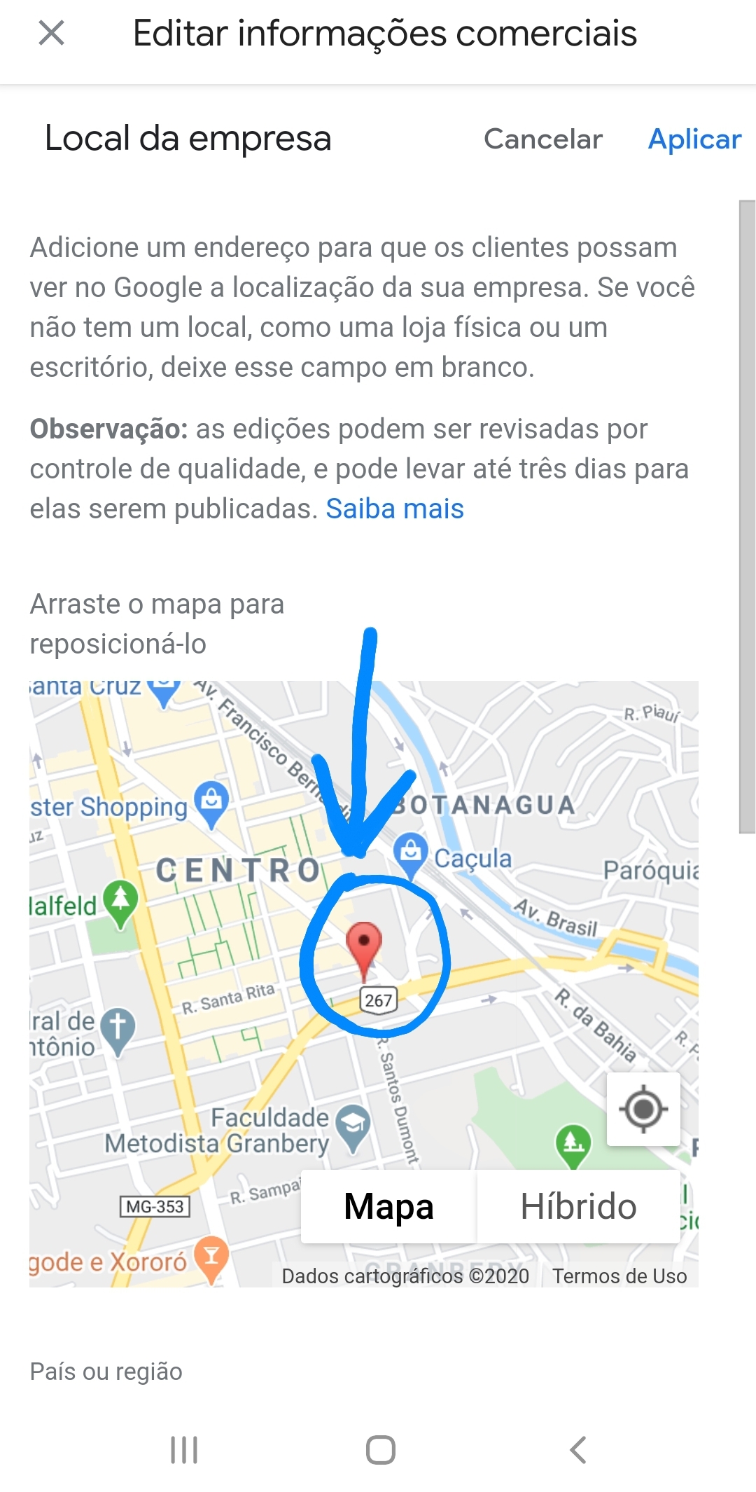 Google Maps não está apontando meu endereço no lugar certo