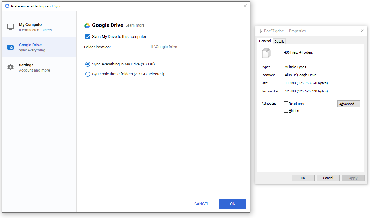 google drive shows wrong used space